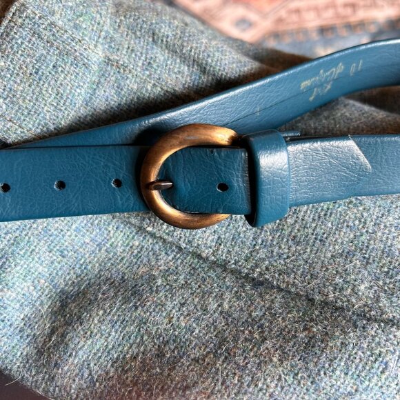 Vtg Koret Of California Wool Skirt Green Blue Teal Belt Size 9/10 Union Made - Picture 2 of 16